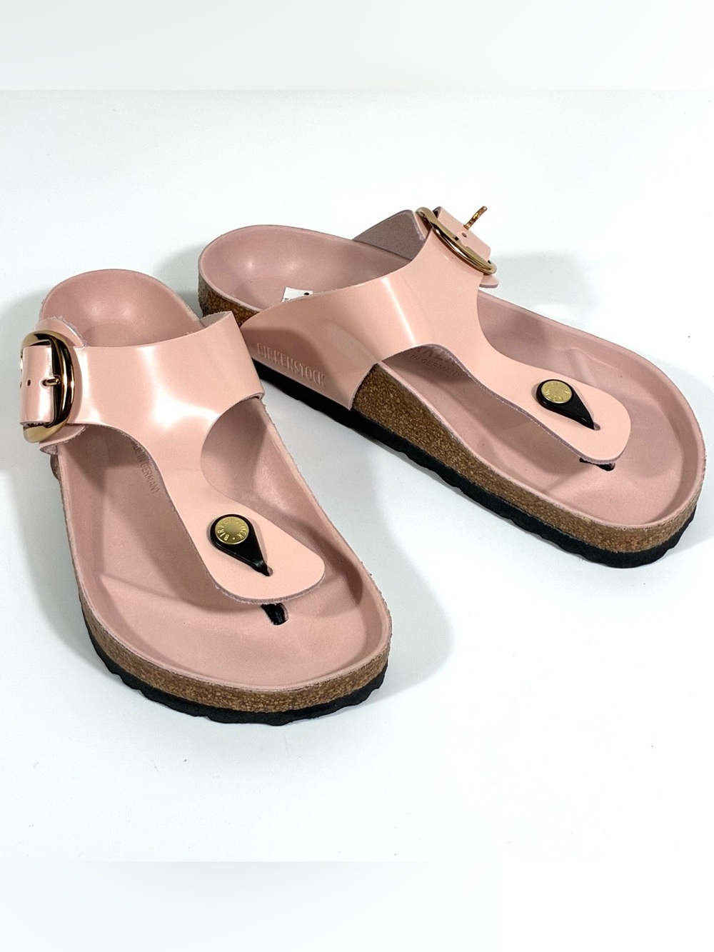 Birkenstock Gizeh Big Buckle Sandals Light Rose Leather High Shine 38 EUB 7 New - Picture 3 of 17